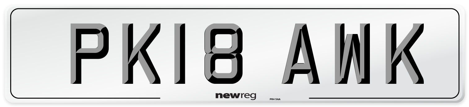 PK18 AWK Number Plate from New Reg